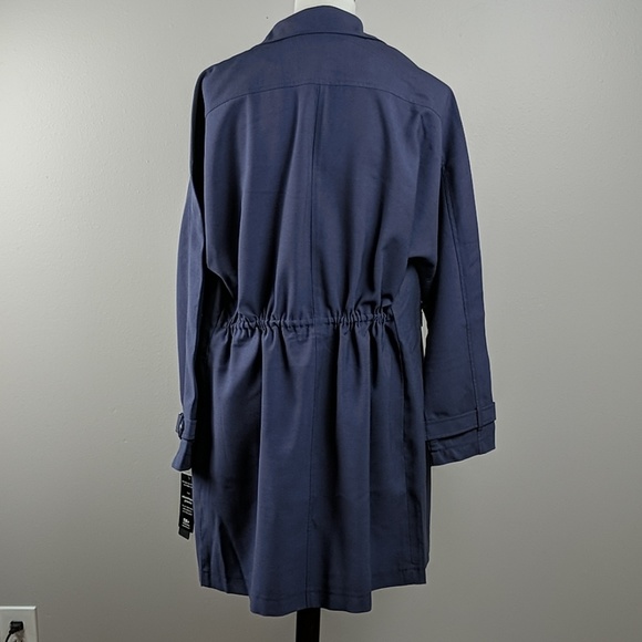 Sebby Draped Open Front Trench Coat Blue Sz M L XL - Picture 5 of 8